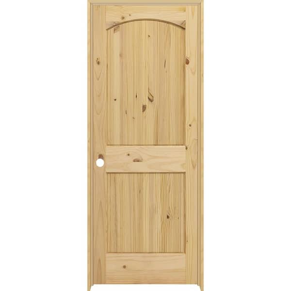 Steves & Sons 28 in. x 80 in. 2-Panel Archtop Right-Hand Unfinished Knotty Pine Wood Single Prehung InteriorDoor with Nickel Hinges