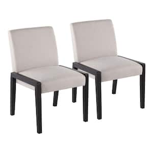 Carmen Beige Fabric and Black Wood Side Dining Chair (Set of 2)