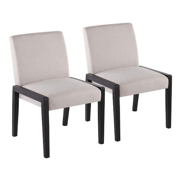 Lumisource Carmen Beige Fabric and Black Wood Side Dining Chair (Set of 2)