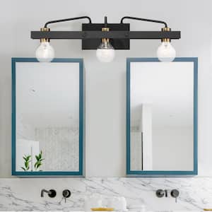 Ravella 24 in. 3-Light Black Industrial Vanity Light for Bathrooms