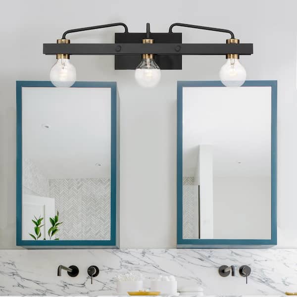 Designers Fountain Ravella 24 in. 3-Light Black Transitional Vanity Light