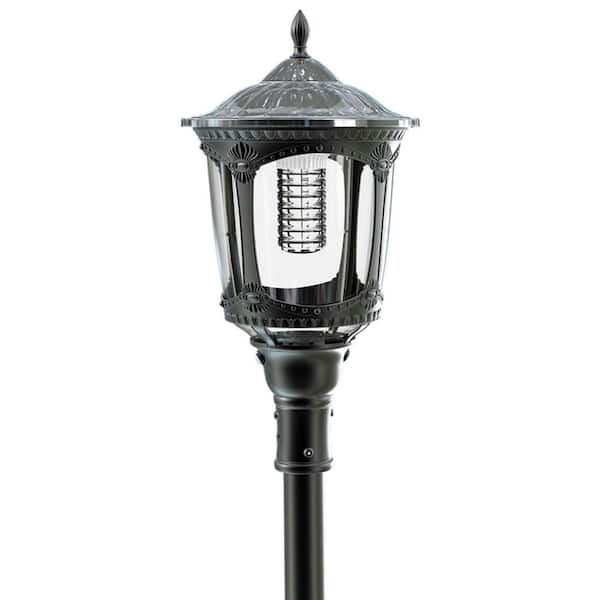 Solar Pathway Integrated LED Outdoor Post Lamp Garden Light Black 15W 3000 Lumens CCT 5700K Aluminum Weather Resistant