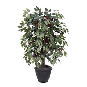 4 ft. Green Artificial Capensia Leaf Tree in Gray Pot