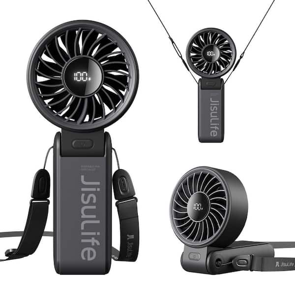 Life7 2.7in 5 Speeds Handheld Personal Fan in Black with 3600mAh Battery