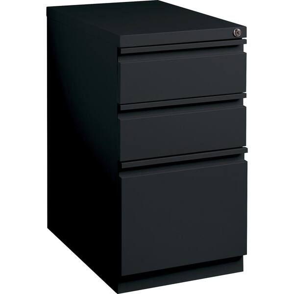 Lorell 3-Drawer Black Mobile File Pedestal with Security Lock