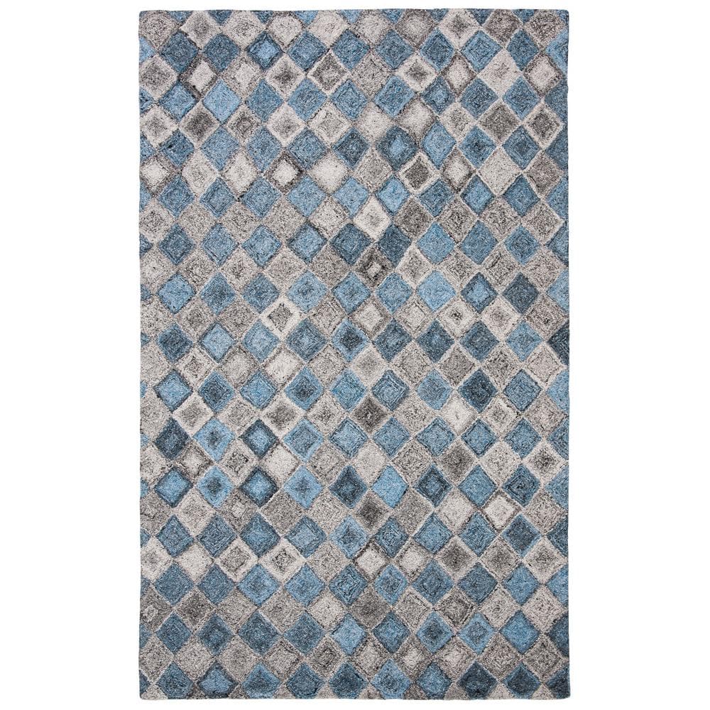 Abstract Gray/Blue Doormat 2 ft. x 3 ft. Geometric Multi-Diamond Area Rug
