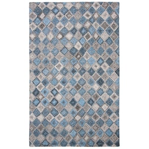 Abstract Gray/Blue Doormat 2 ft. x 3 ft. Geometric Multi-Diamond Area Rug