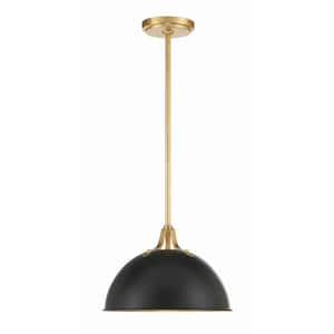 Soto 1-Light Matte Black Plus Antique Gold Island Pendant