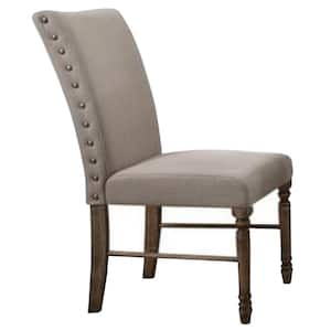 Gray Fabric Flared Back Side Chair with Nailhead Trim (Set of 2)