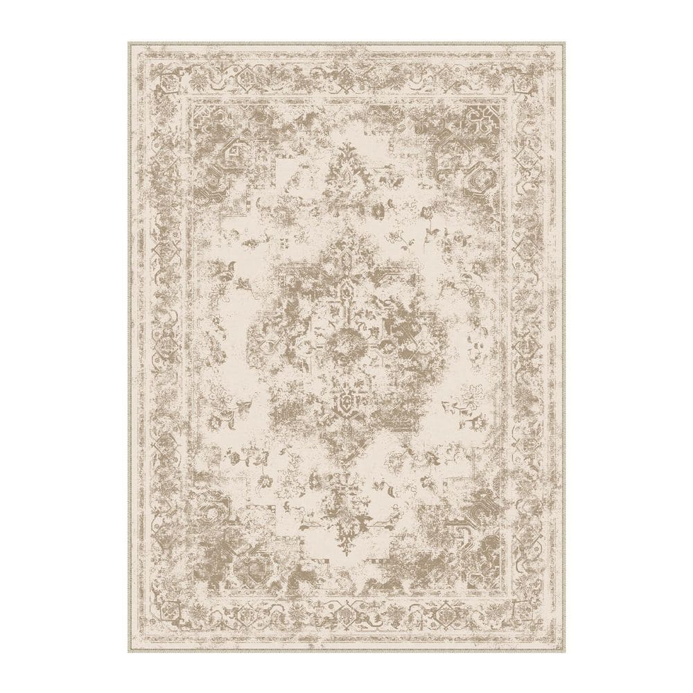 Jane Eyre Beige 5 ft. x 7 ft. Vintage Medallion Distressed Area Rug price history on PriceWatchPro