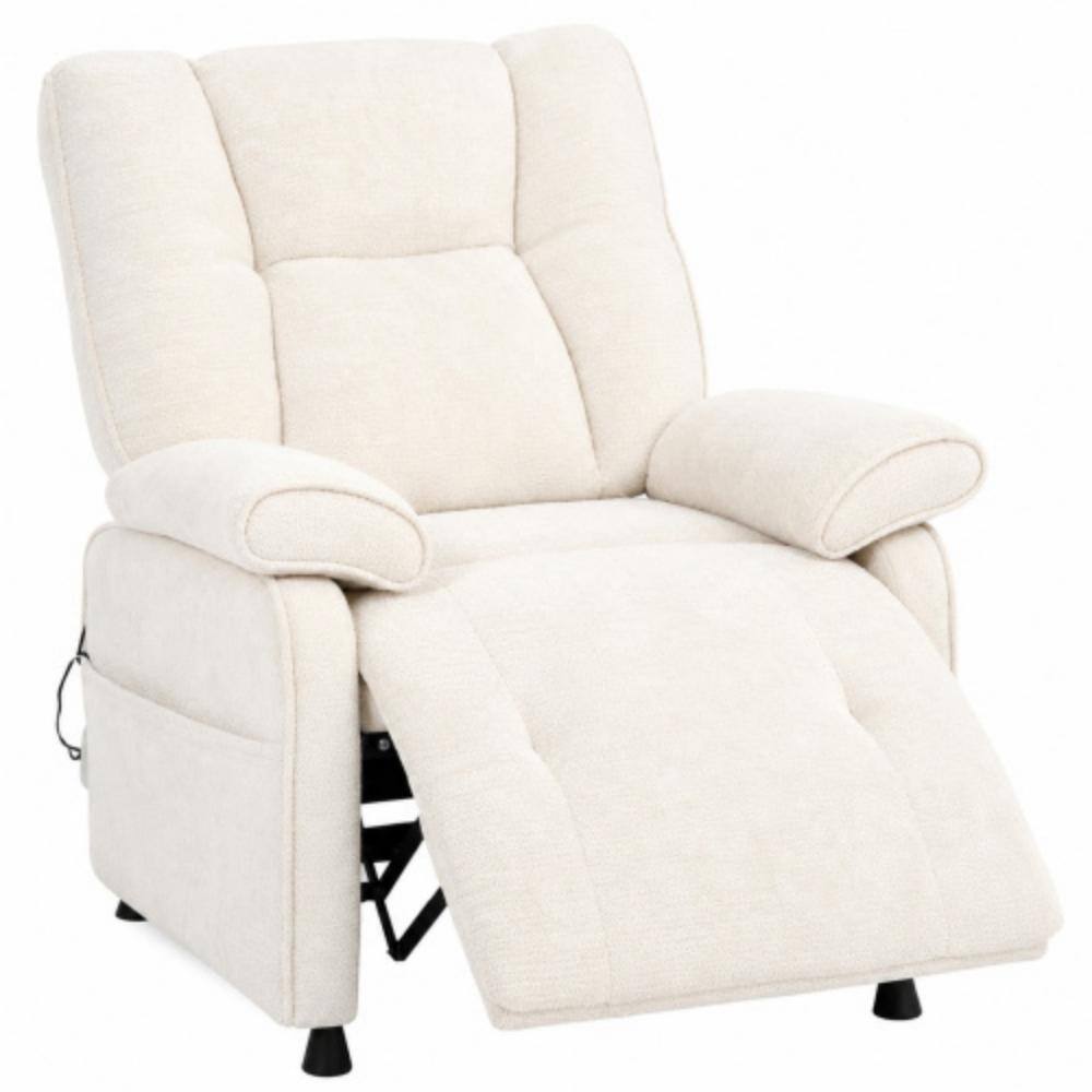 LUCKY ONE Beige Electric Power Recliner with Tufted Cushions