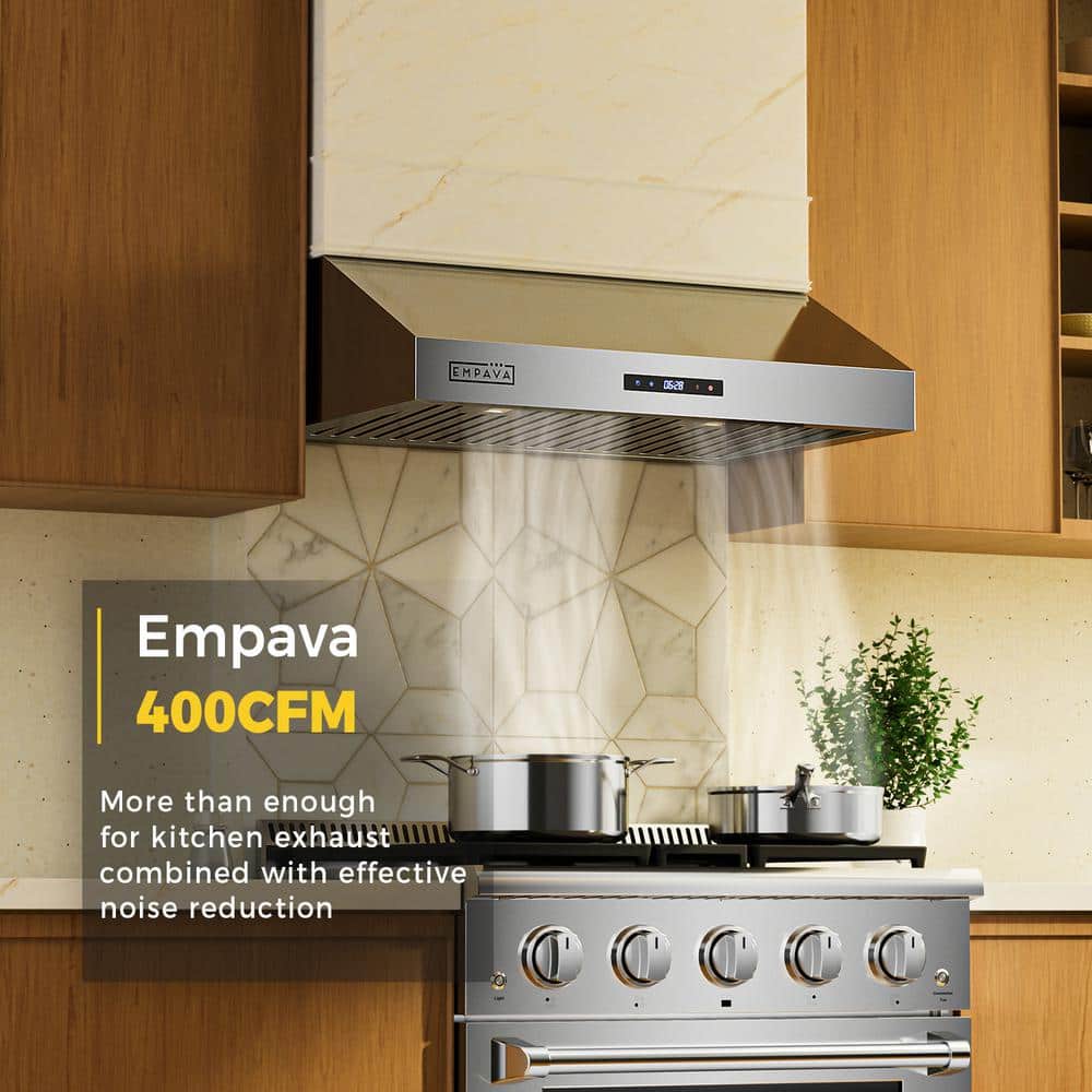 30" Brushed Stainless Steel Under Cabinet Range Hood with Charcoal Filter
