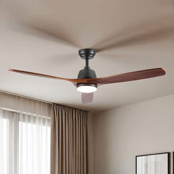 MODERN HABITAT 52 in. Integrated LED Indoor Downrod Mount Black/Walnut Standard Ceiling Fan with Dimmable Light and Remote 6-Speed