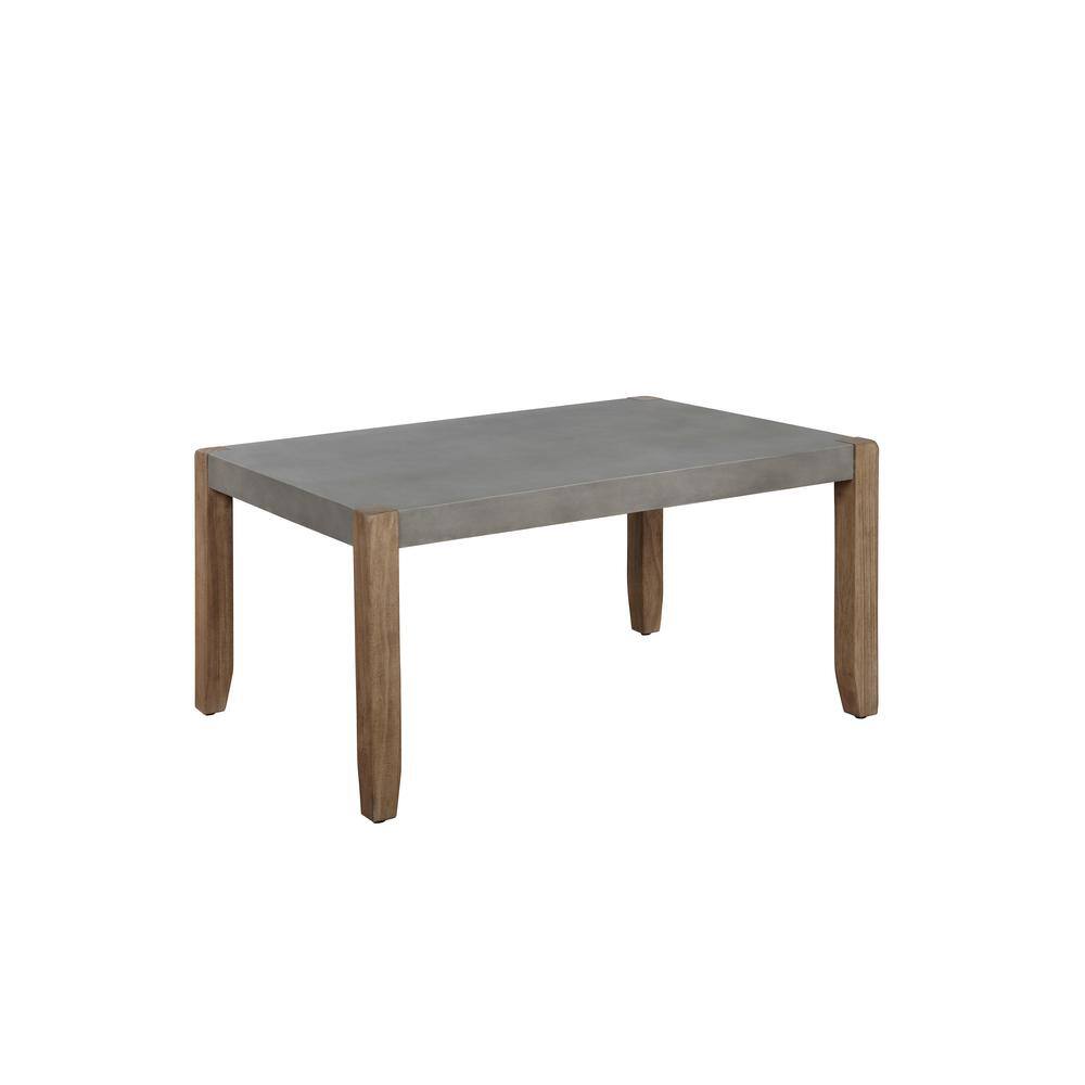 Modern Rustic 36" Faux Concrete and Light Amber Wood Coffee Table