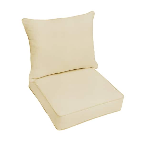 SORRA HOME 22.5 in. x 22.5 in. x 27 in. Deep Seating Outdoor Pillow and Cushion Set in Sunbrella Canvas Antique Beige