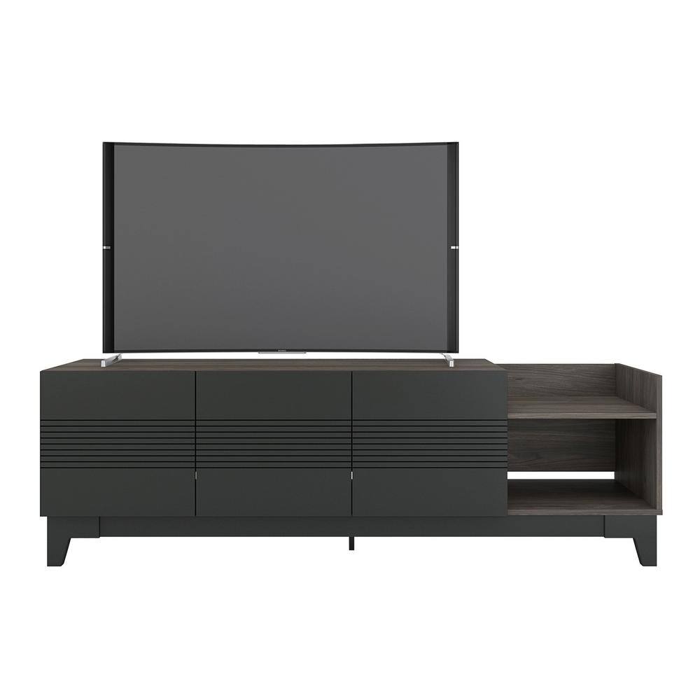 Influence 72 in. Bark Grey and Charcoal Grey TV Stand Fits TV's up to