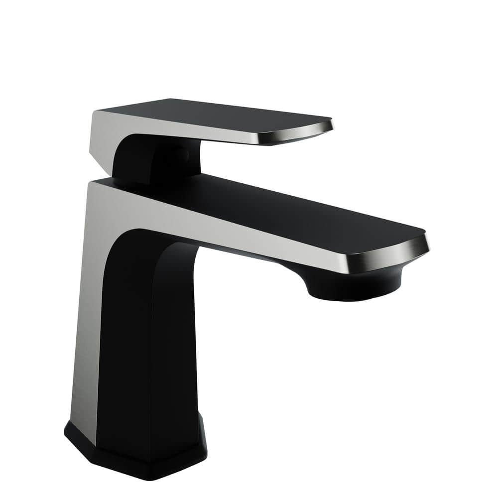 Single-Handle Single-Hole Bathroom Faucet with Pop-Up Drain in Matte Black 