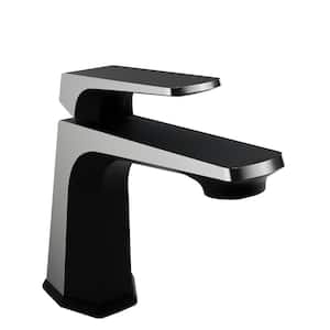 Single-Handle Single-Hole Bathroom Faucet with Pop-Up Drain in Matte Black and Brushed Nickel