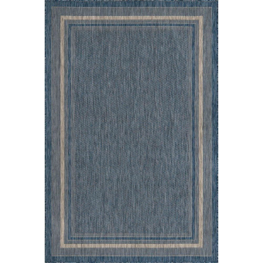 Unique Loom Outdoor Soft Border Blue 5' 0 x 8' 0 Area Rug 3128989 - The ...