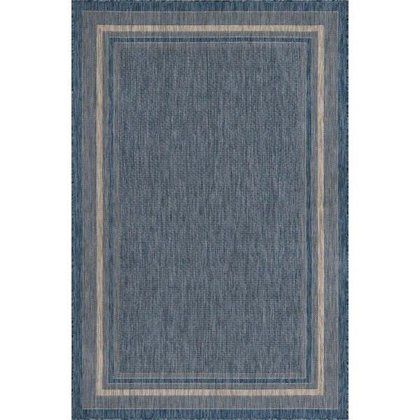 Unique Loom Outdoor Soft Border Blue 5' 0 x 8' 0 Area Rug 3128989 - The ...