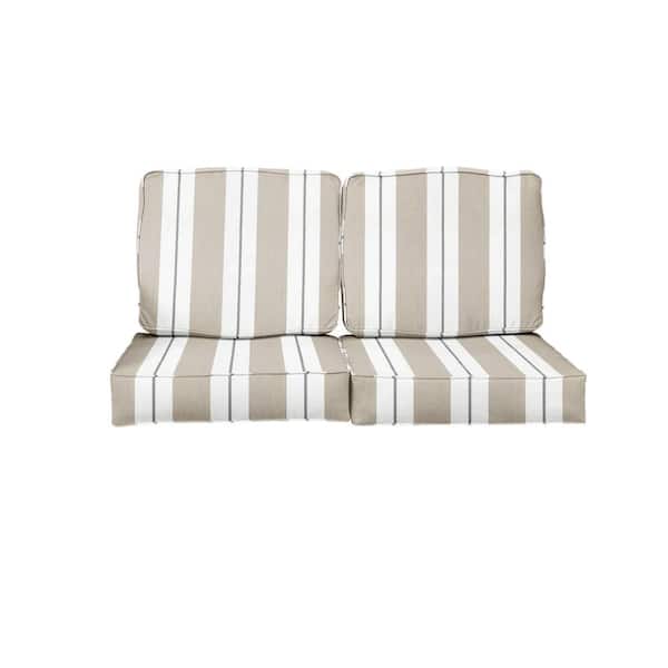 SORRA HOME 22.5 in. x 22.5 in. Sunbrella Relate Linen Deep Seating Indoor/Outdoor Loveseat Cushion
