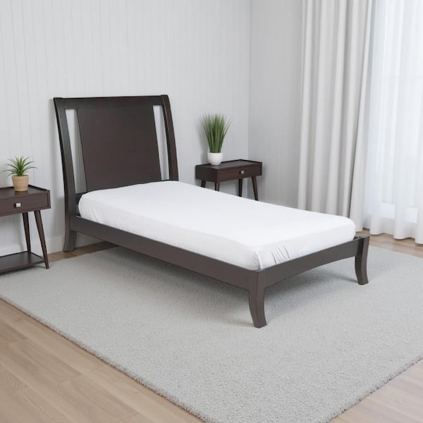 Fang Espresso Brown King Wood Frame Sleigh Bed with Panel Headboard