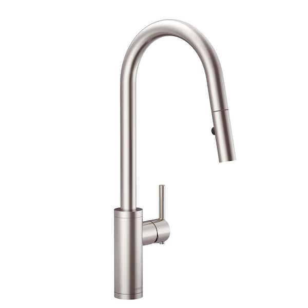 Parma Cafe Stainless Steel 17 in. Single Handle Pull Down Sprayer Kitchen Faucet with 360° Swivel