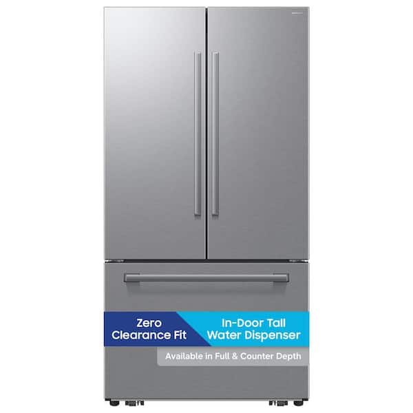 36in. 24 cu.ft. Counter Depth 3-Door French Door Refrigerator in Stainless Steel w/Zero Clearance Fit and Internal Water