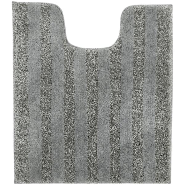 Mohawk Home Basic Stripe Grey 20 in. x 24 in. Nylon Machine Washable Bath Mat