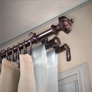 13/16" Dia Adjustable 66" to 120" Triple Curtain Rod in Cocoa with Nicolas Finials