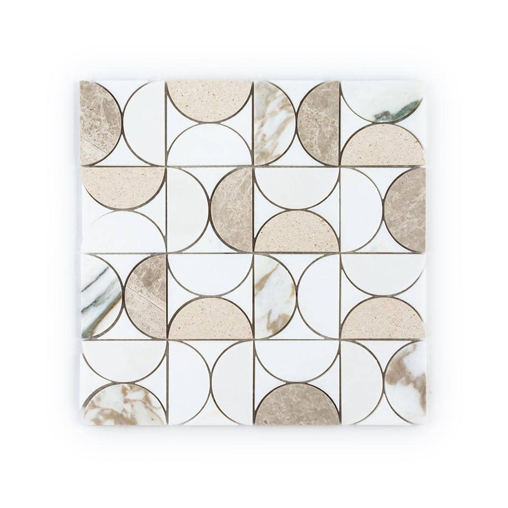 Jeffrey Court Halfmoon Vanilla Cream 12 in. x 12 in. Circles