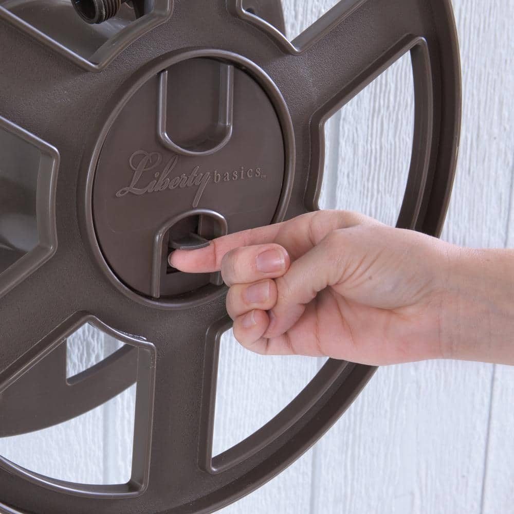 Brown Molded Plastic Wall Mount Hose Reel with Leader Hose
