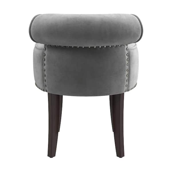 grey chair for dressing table Linen Vanity Stool Chair with Metal Legs – Living and Home main image 1