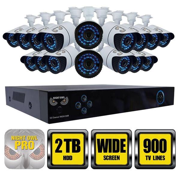 Night Owl X100 Series 16-Channel 960H Surveillance System with 2TB HDD and (16) Hi-Resolution 900 TVL Cameras