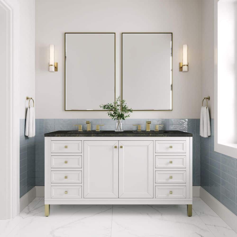 Chicago 60.0 in. Double Bath Vanity in Glossy White with Phantome Engineered Composite Top price history on PriceWatchPro
