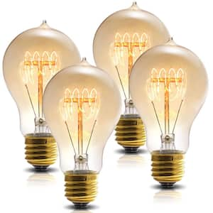 60-Watt Equivalent Vintage A19 Dimmable E26 Base Incandescent Edison Light Bulb 2700K (4-Pack)