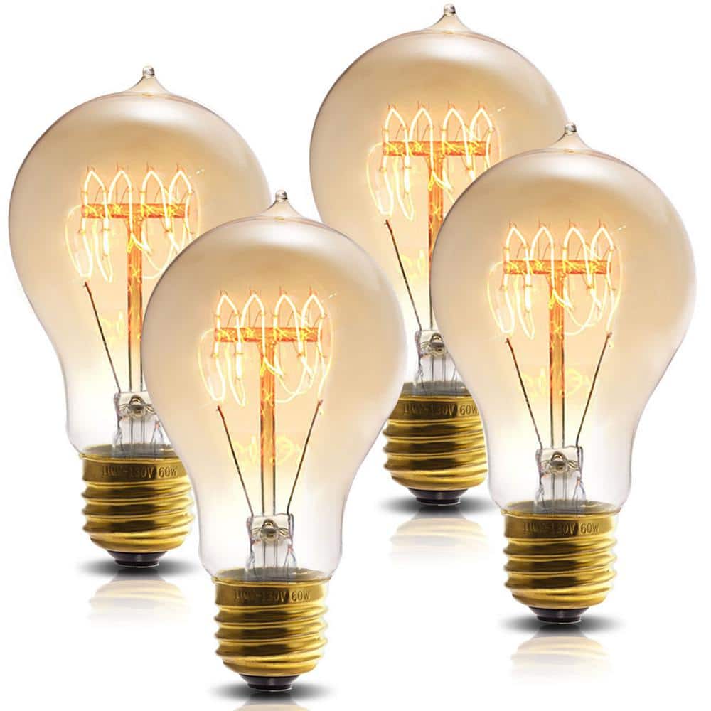 60-Watt Equivalent Vintage A19 Dimmable E26 Base Incandescent Edison Light Bulb 2700K (4-Pack) price history on PriceWatchPro