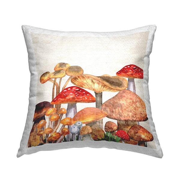 Various Mushroom Plants Multi-Color Square Outdoor Throw Pillow