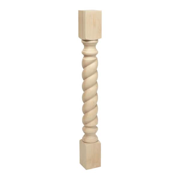 American Pro Decor 3-3/4 in. x 35-1/4 in. Unfinished North American Solid Hard Maple Rope Kitchen Island Leg