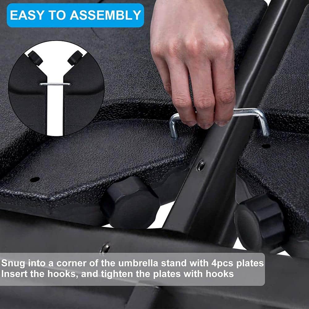 Black Heavy Duty Plastic 4-Piece Patio Umbrella Base