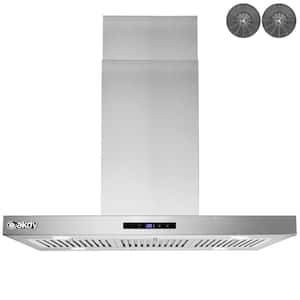 36 in. Convertible Island Mount Range Hood in Stainless Steel with LED Lights, Touch Control Panel and Carbon Filters