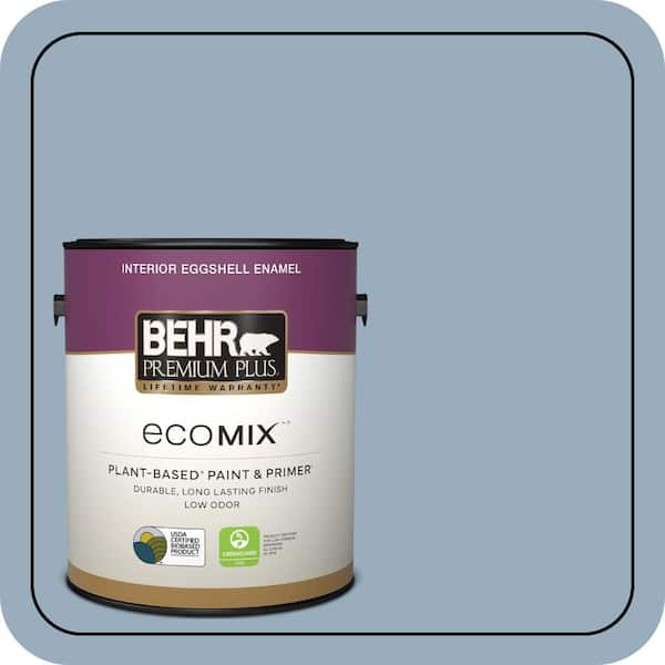 1 gal. #S510-3 Ombre Blue Eggshell Enamel EcoMix Plant-Based Interior Paint & Primer