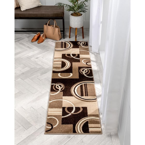 Ruby Galaxy Waves Ivory 2 ft. x 7 ft. Modern Geometric Runner Rug