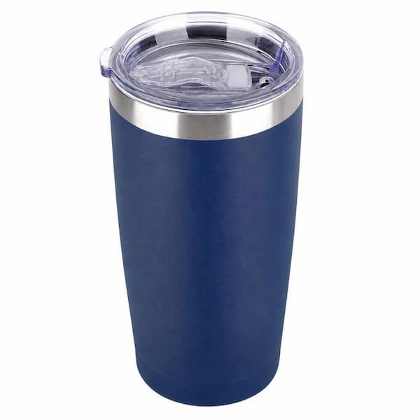 20 oz. Navy Blue Stainless Steel Double-wall Vacuum Insulated Travel Tumbler with Spill-proof Lid