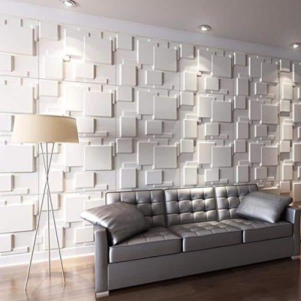 19.7 in. x 19.7 in. White PVC 3D Wall Panels Brick Wall Design (12-Pack)