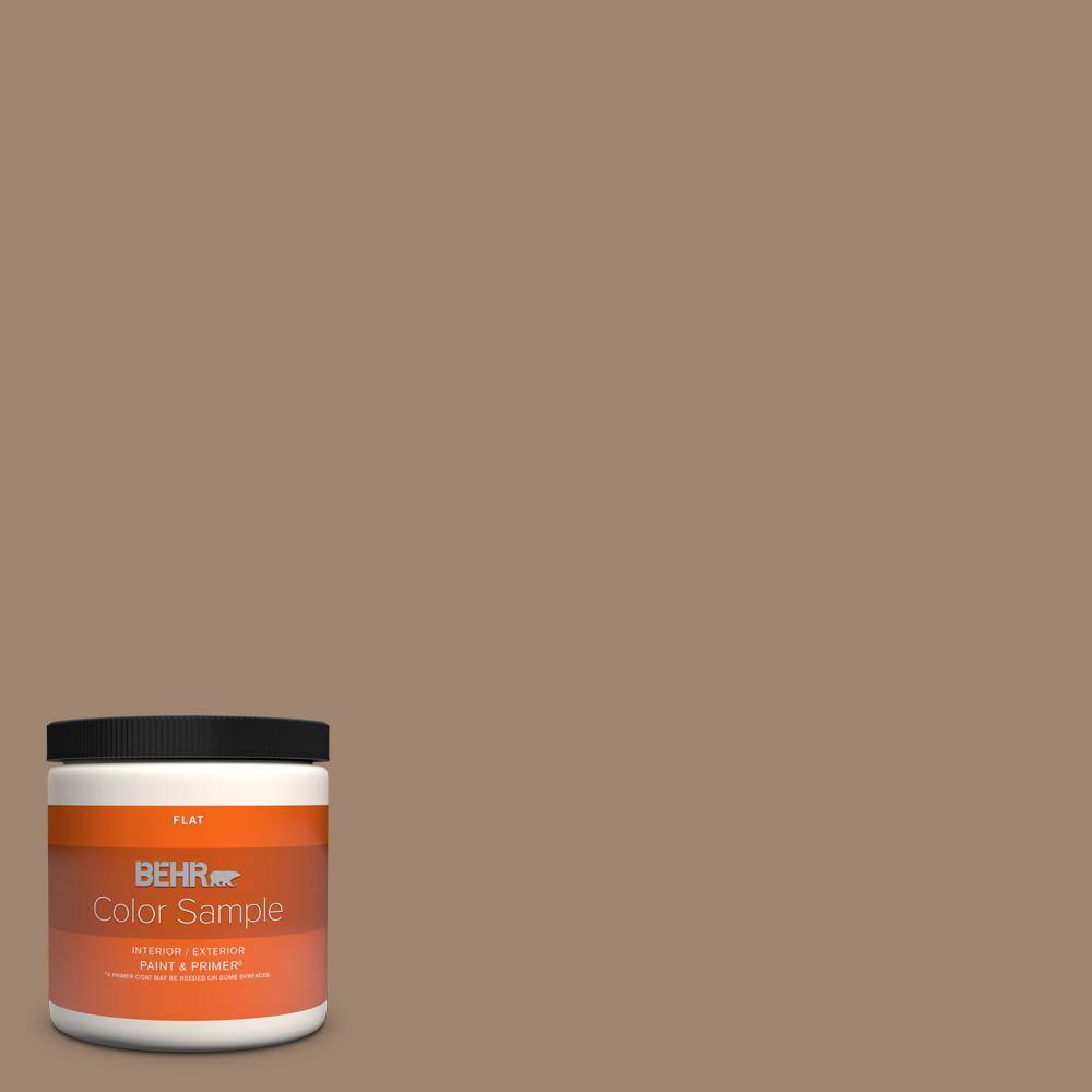 BEHR PREMIUM PLUS 8 oz. ICC71 Warm Nutmeg Flat Interior/Exterior Paint & Primer Color Sample