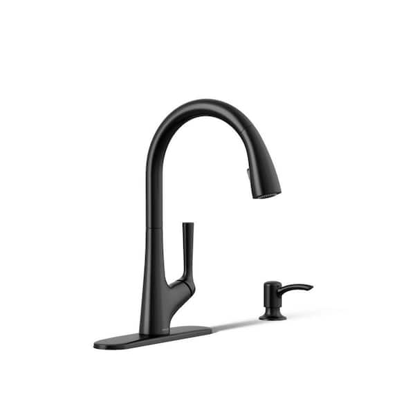 Elmbrook Single-Handle Pull-Down Sprayer Kitchen Faucet in Matte Black