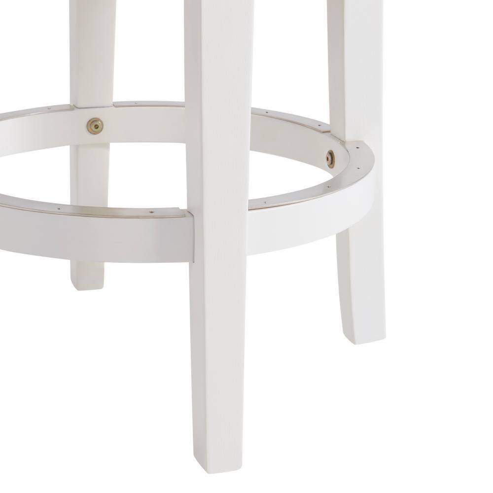 Clara White Swivel Backless Wood Counter Stool