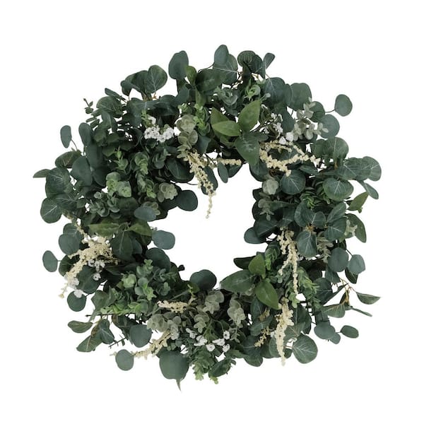 Puleo International 24 in. Artificial Eucalyptus Floral Spring Wreath