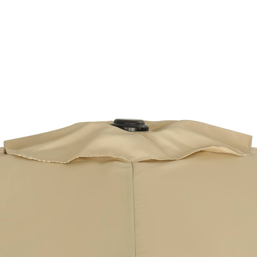 Bimini 6.5' x 10' Beige Polyester Market Umbrella with Steel Pole